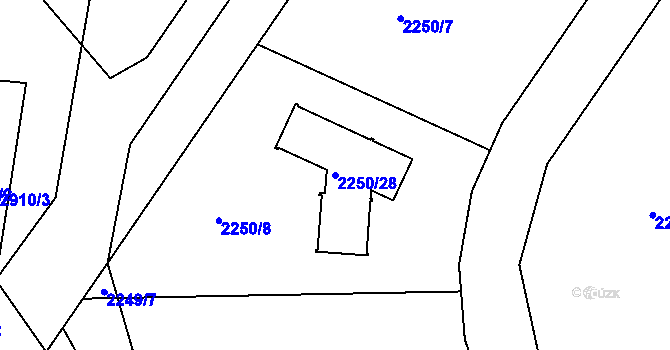 Parcela st. 2250/28 v KÚ Kylešovice, Katastrální mapa
