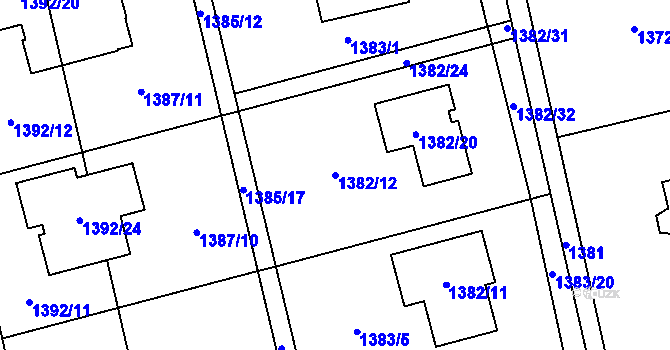 Parcela st. 1382/12 v KÚ Kylešovice, Katastrální mapa