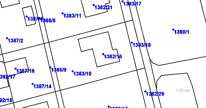 Parcela st. 1382/16 v KÚ Kylešovice, Katastrální mapa