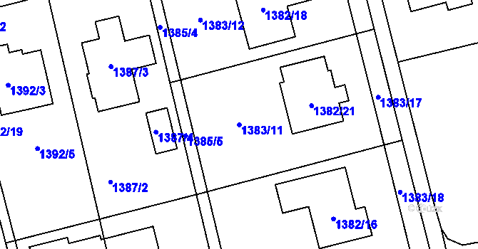 Parcela st. 1383/11 v KÚ Kylešovice, Katastrální mapa