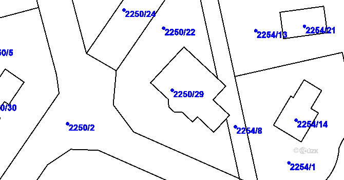 Parcela st. 2250/29 v KÚ Kylešovice, Katastrální mapa