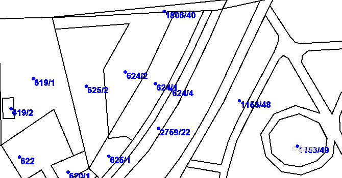 Parcela st. 624/4 v KÚ Kylešovice, Katastrální mapa