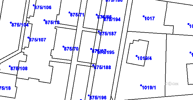 Parcela st. 875/195 v KÚ Kylešovice, Katastrální mapa