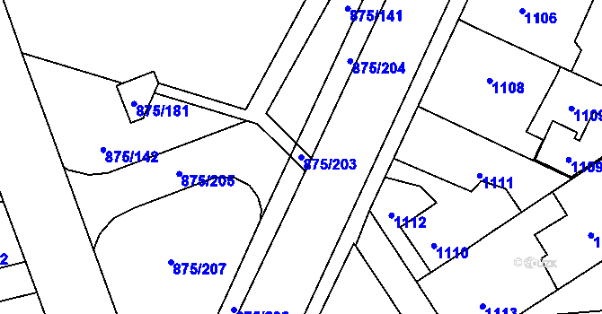 Parcela st. 875/203 v KÚ Kylešovice, Katastrální mapa