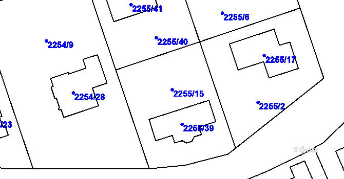 Parcela st. 2255/15 v KÚ Kylešovice, Katastrální mapa
