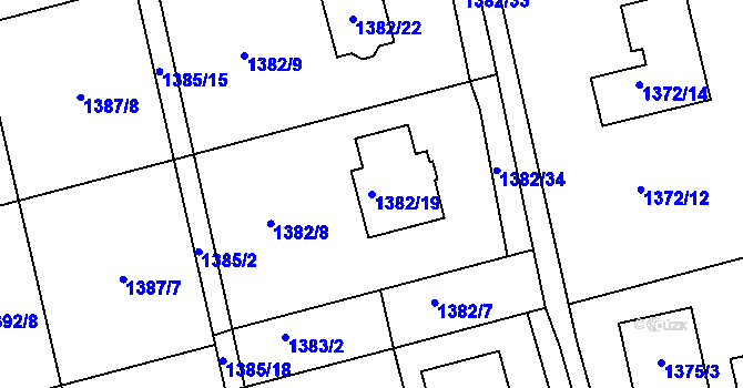 Parcela st. 1382/19 v KÚ Kylešovice, Katastrální mapa