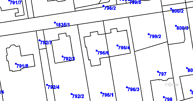 Parcela st. 796/6 v KÚ Kylešovice, Katastrální mapa