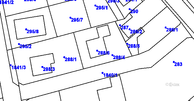Parcela st. 288/6 v KÚ Kylešovice, Katastrální mapa