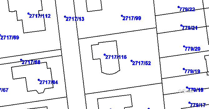 Parcela st. 2717/116 v KÚ Kylešovice, Katastrální mapa