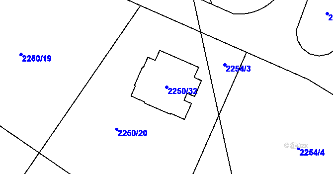 Parcela st. 2250/32 v KÚ Kylešovice, Katastrální mapa