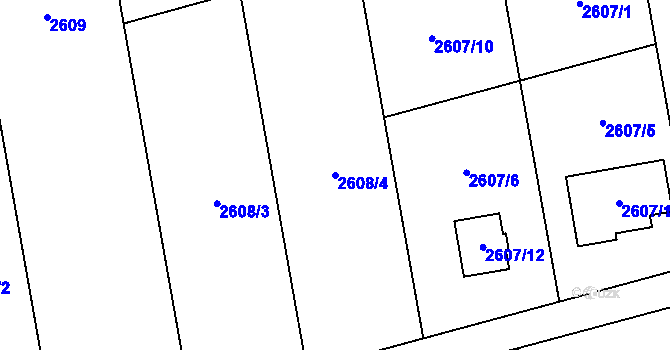 Parcela st. 2608/4 v KÚ Kylešovice, Katastrální mapa