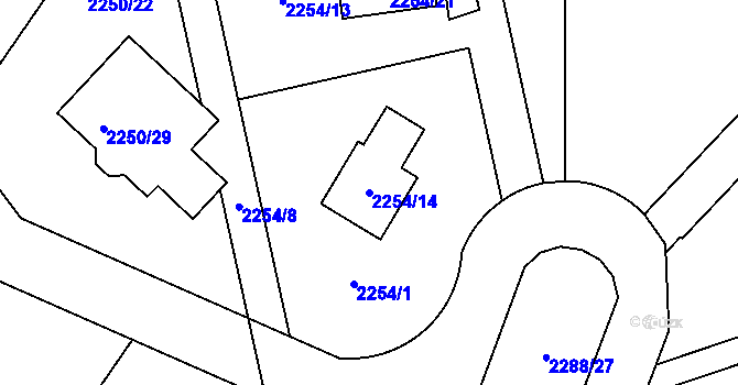 Parcela st. 2254/14 v KÚ Kylešovice, Katastrální mapa