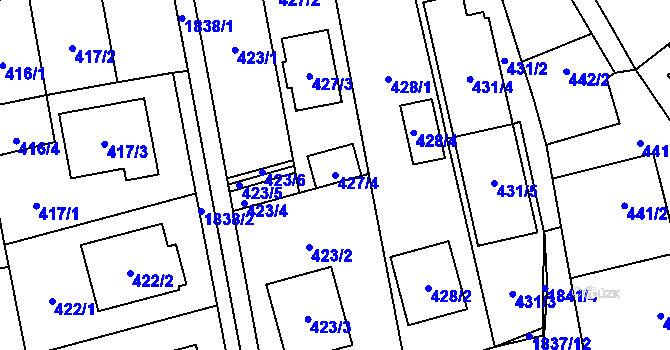 Parcela st. 427/4 v KÚ Kylešovice, Katastrální mapa