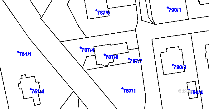 Parcela st. 787/8 v KÚ Kylešovice, Katastrální mapa