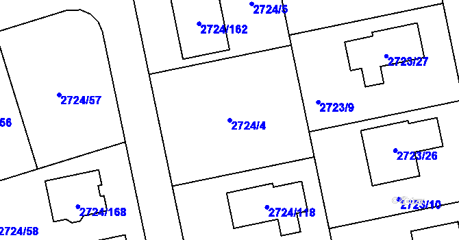 Parcela st. 2724/4 v KÚ Kylešovice, Katastrální mapa