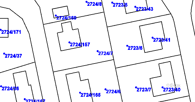Parcela st. 2724/7 v KÚ Kylešovice, Katastrální mapa