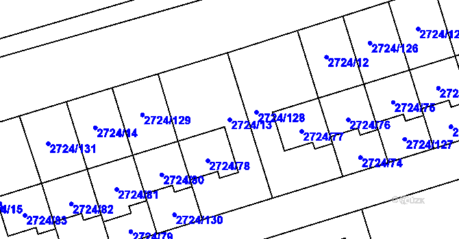 Parcela st. 2724/13 v KÚ Kylešovice, Katastrální mapa