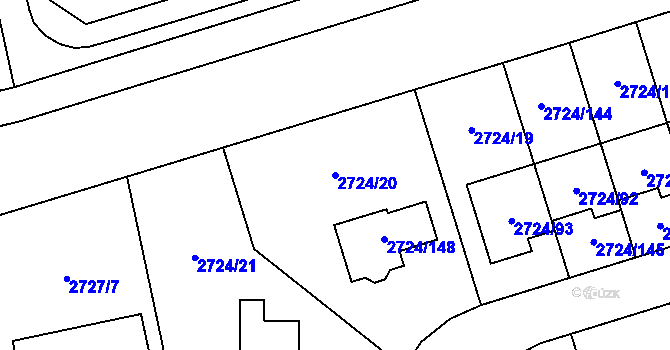 Parcela st. 2724/20 v KÚ Kylešovice, Katastrální mapa