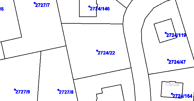 Parcela st. 2724/22 v KÚ Kylešovice, Katastrální mapa