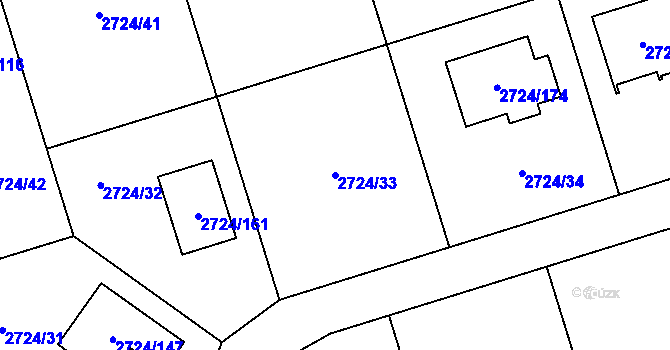 Parcela st. 2724/33 v KÚ Kylešovice, Katastrální mapa