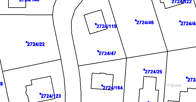 Parcela st. 2724/47 v KÚ Kylešovice, Katastrální mapa