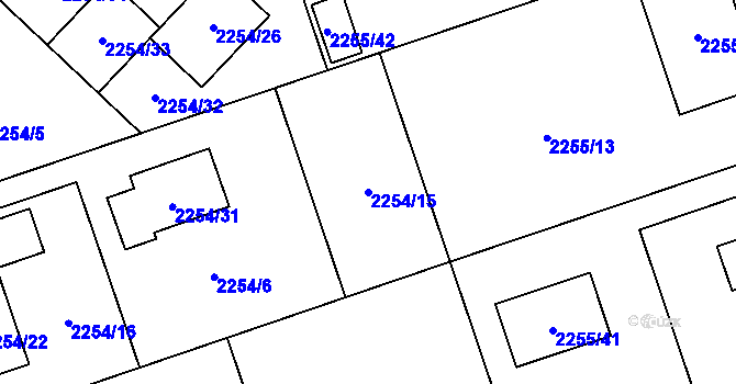 Parcela st. 2254/15 v KÚ Kylešovice, Katastrální mapa