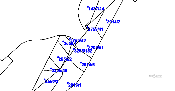 Parcela st. 3205/51 v KÚ Kylešovice, Katastrální mapa