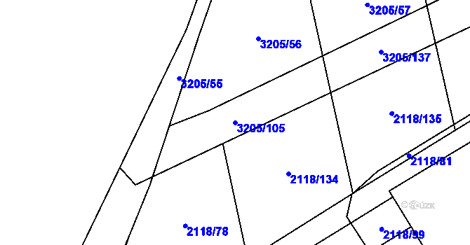 Parcela st. 3205/105 v KÚ Kylešovice, Katastrální mapa