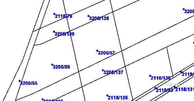 Parcela st. 3205/57 v KÚ Kylešovice, Katastrální mapa
