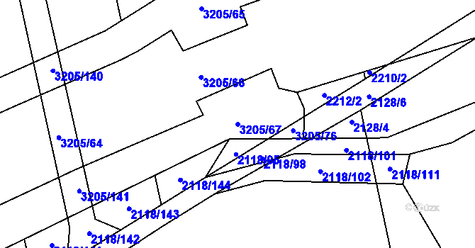 Parcela st. 3205/67 v KÚ Kylešovice, Katastrální mapa