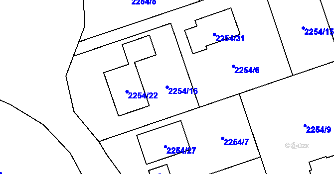 Parcela st. 2254/16 v KÚ Kylešovice, Katastrální mapa
