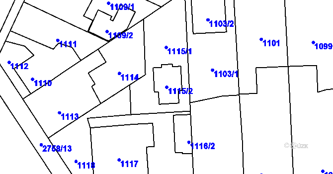Parcela st. 1115/2 v KÚ Kylešovice, Katastrální mapa