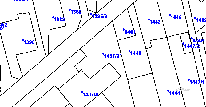 Parcela st. 1437/21 v KÚ Kylešovice, Katastrální mapa