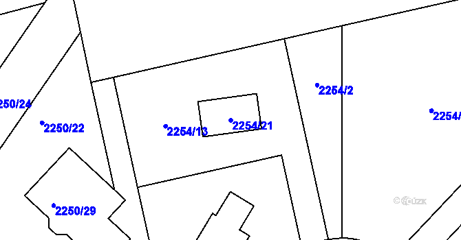 Parcela st. 2254/21 v KÚ Kylešovice, Katastrální mapa