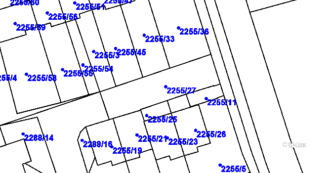 Parcela st. 2255/27 v KÚ Kylešovice, Katastrální mapa