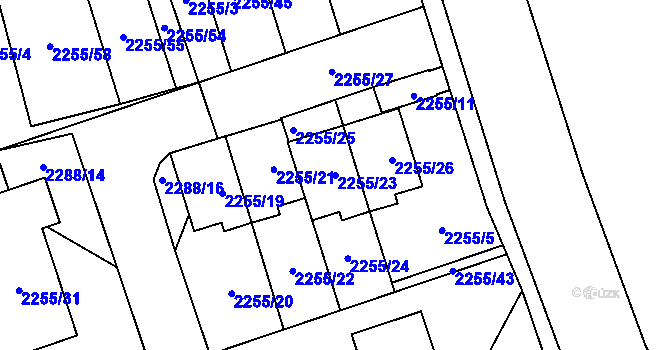 Parcela st. 2255/23 v KÚ Kylešovice, Katastrální mapa