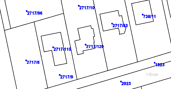 Parcela st. 2717/120 v KÚ Kylešovice, Katastrální mapa