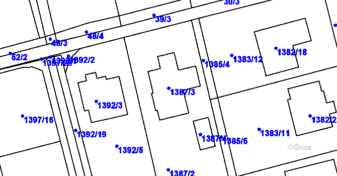 Parcela st. 1387/3 v KÚ Kylešovice, Katastrální mapa