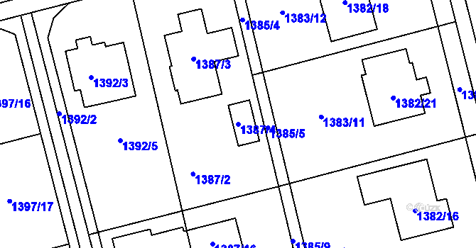 Parcela st. 1387/4 v KÚ Kylešovice, Katastrální mapa