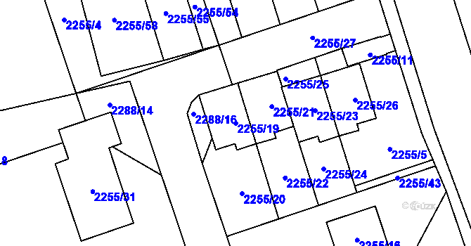 Parcela st. 2255/19 v KÚ Kylešovice, Katastrální mapa