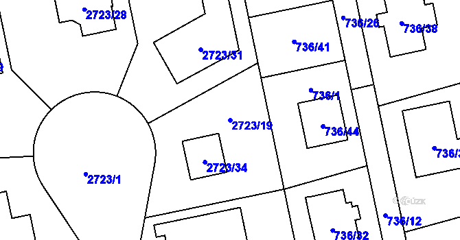 Parcela st. 2723/19 v KÚ Kylešovice, Katastrální mapa