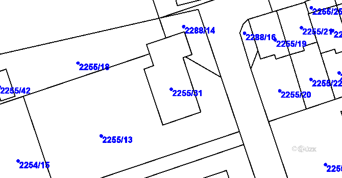 Parcela st. 2255/31 v KÚ Kylešovice, Katastrální mapa