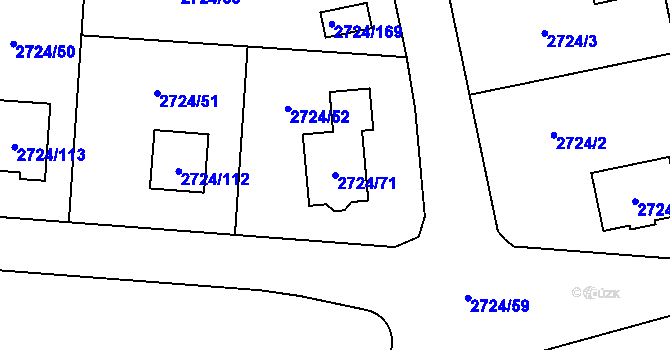 Parcela st. 2724/71 v KÚ Kylešovice, Katastrální mapa