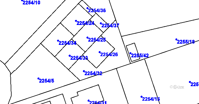 Parcela st. 2254/26 v KÚ Kylešovice, Katastrální mapa