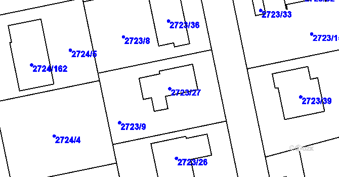 Parcela st. 2723/27 v KÚ Kylešovice, Katastrální mapa