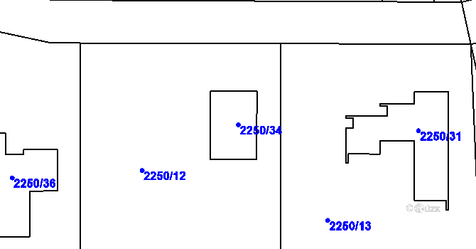 Parcela st. 2250/34 v KÚ Kylešovice, Katastrální mapa