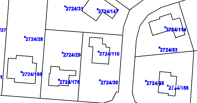 Parcela st. 2724/110 v KÚ Kylešovice, Katastrální mapa