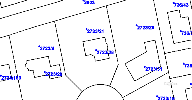 Parcela st. 2723/28 v KÚ Kylešovice, Katastrální mapa