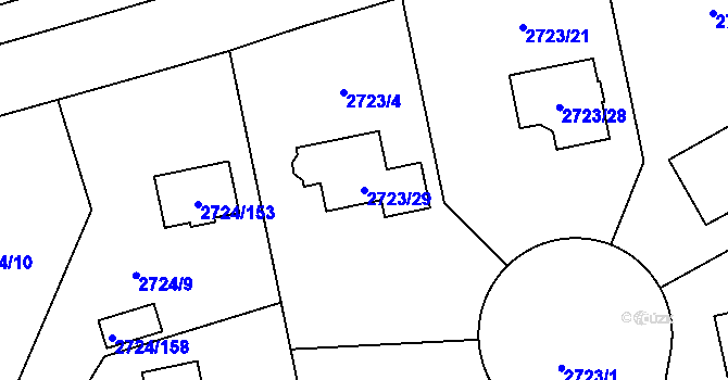 Parcela st. 2723/29 v KÚ Kylešovice, Katastrální mapa