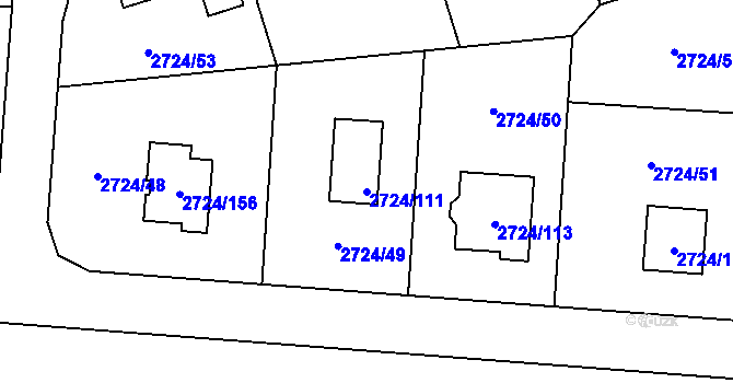 Parcela st. 2724/111 v KÚ Kylešovice, Katastrální mapa